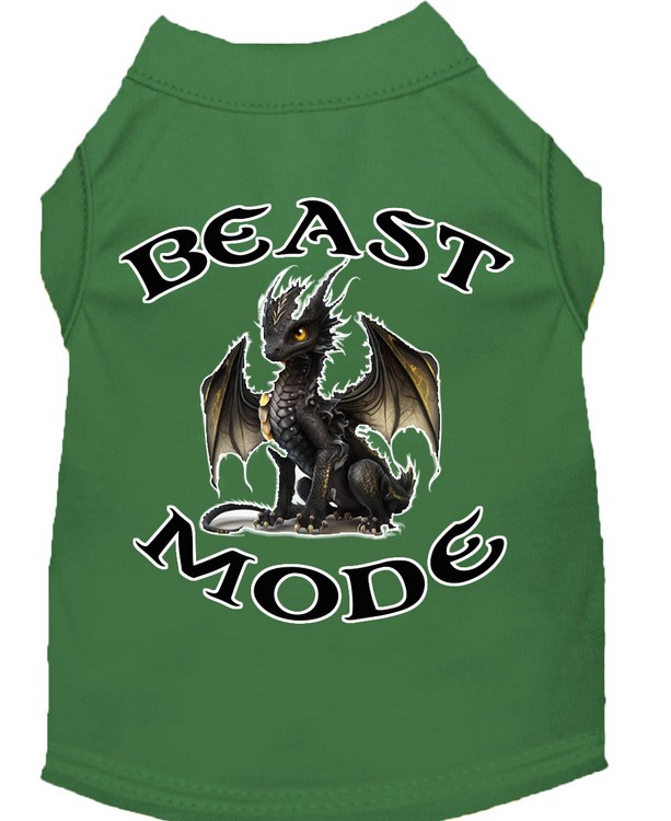 Beast Mode Dragon Screen Print Dog Shirt Green XS (8)